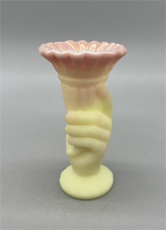 Fenton Small Burmese Hand Vase