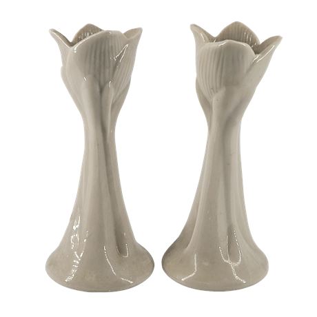 Colonial Candle Japan Tulip Fluted Candle Holders - Set of 2