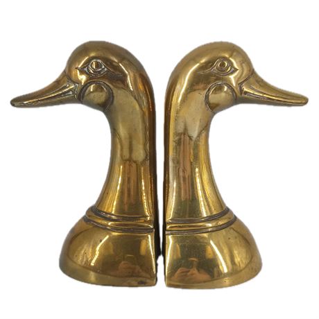 1950s Vintage Brass Mallard Duck Bookends