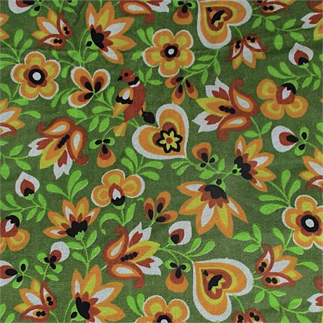 Vintage 1970's "Heart & Flowers" Outdoor-Indoor Terry Tablecloth 52" x 52"