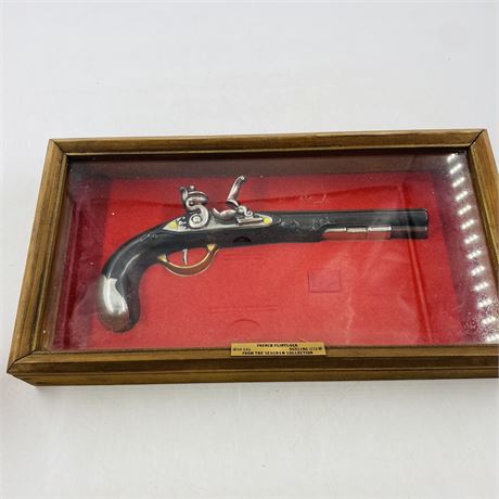 Vintage Replica 1773 French Flintlock Pistol in Shadowbox