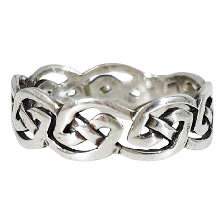 Vintage Sterling Silver Celtic Knot Ring, Sz 6.75