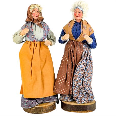 Vintage French Santon de Provence Folk Art Terra Cotta Figurines