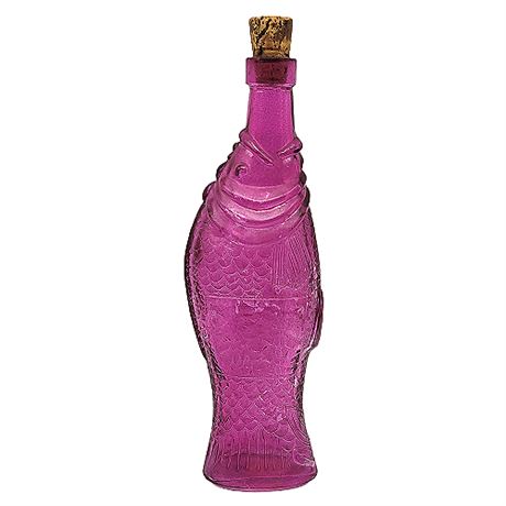 Hot Pink Glass Fish Bottle