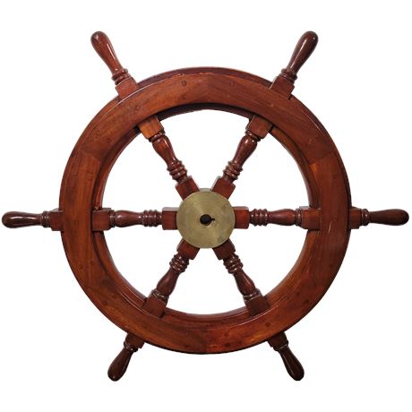 27" Handmade Vintage Nautical Brass Wooden Ship Wheel