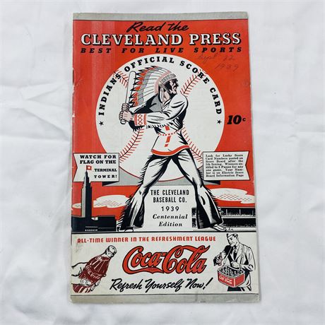 Scarce 1939 Cleveland Indians Score Card From Feller Pitched Game