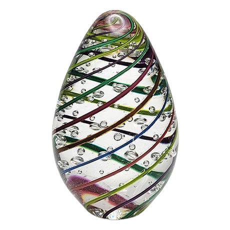 Signed Glass Eye Studio Art Glass Egg Paperweight