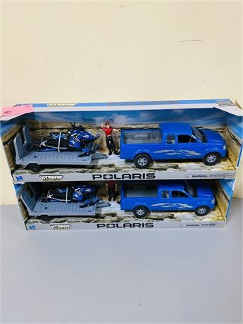 2 Polaris Xtreme Adventures Snowmobile + Truck Sets