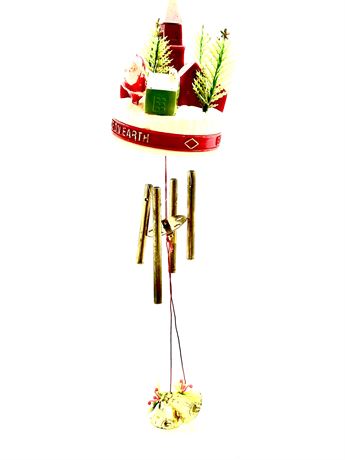 Vtg Christmas Santa Windchime Decoration