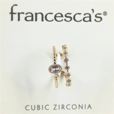 Francesca's Cubic Zirconia Stacked Ring, Adjustable Open Back