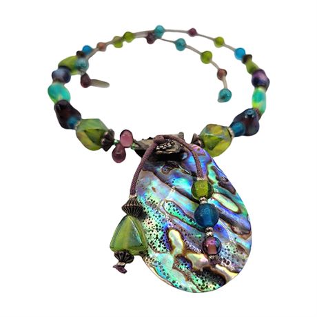 Treska Art-To-Wear Abalone Shell Beaded Necklace
