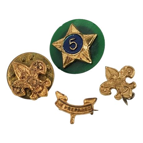 Four Vintage Boy Scouts of America Mini Pins