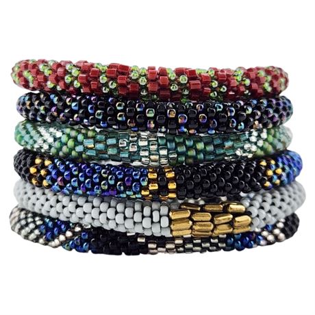Genuine Sashka Nepalese Beaded Roll On Bracelets