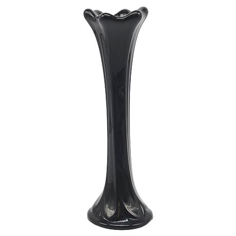 Mid-Century Black 8" Swung Glass Vase