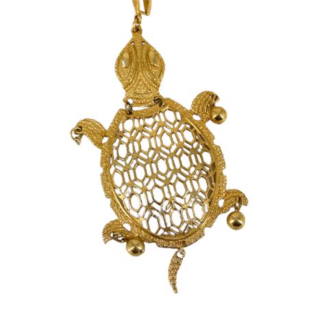 1970's Gold Tone Articulated Turtle Necklace