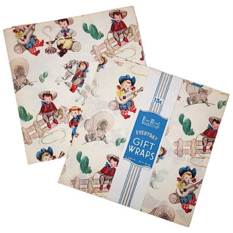 Vintage BenMont Mastercraft Cowboy & Cowgirl Wrapping Paper