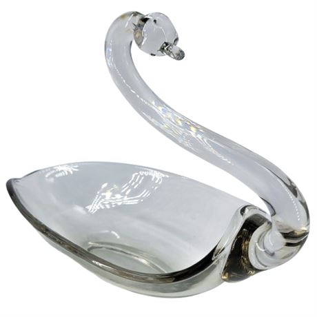 Vintage Tiffin Duncan & Miller Clear Glass Swan Candy Dish