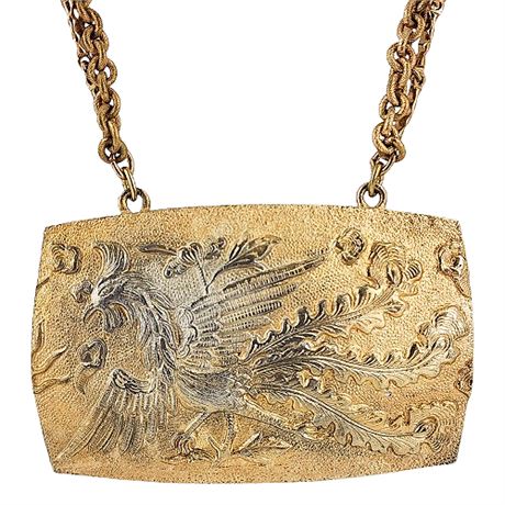 Signed Vintage 1971 Napier Fighting Rooster Statement Necklace