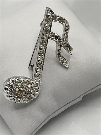 Rhinestone musical note brooch