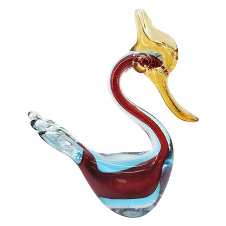 Vintage Jordan Imports Murano Sommerso Glass Swan Figurine