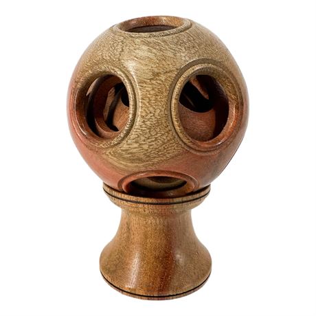Vintage Carved Chinese Boading Ball on Stand