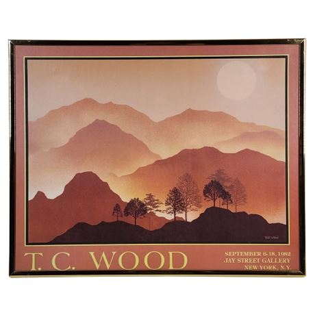 Vintage Tom Wood Exhibition Poster in Plastic Frame