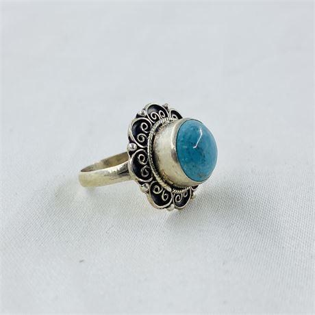 7.7g Sterling Turquoise Ring Size 6.75