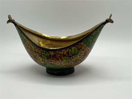 Vintage KASHMIRI enamel brass  lacquer bowl