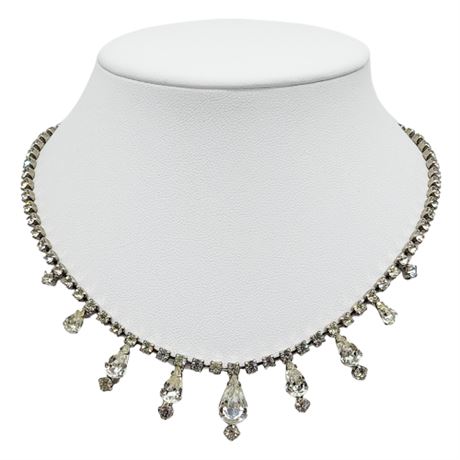 Vintage Prong Set Rhinestone Drops Necklace