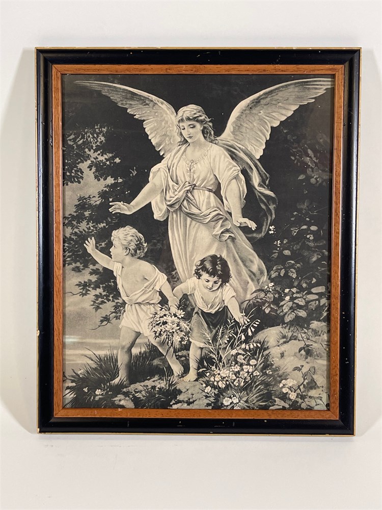 Great Lakes VNTG - Antique Bernhard Plockhorst "Guardian Angel" Art Print