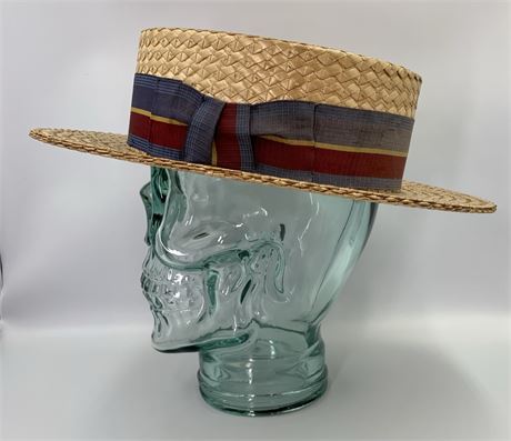 Men’s 1920s era May Co. Straw Seaside Summer Boater Hat