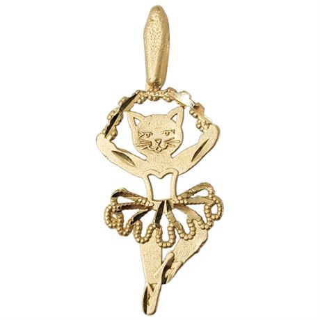 Signed MICHAEL ANTHONY 14K Gold Ballerina Cat Pendant