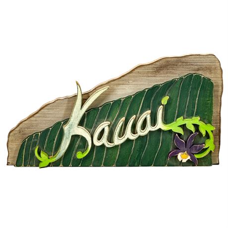 Kauai Three-Dimensional Handmade Wooden Sign
