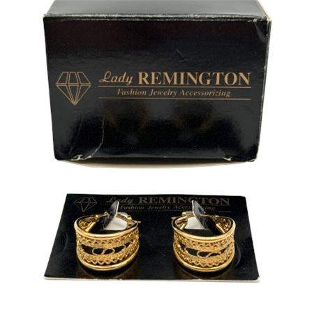 Pierced Hoop Gold Tone Earrings