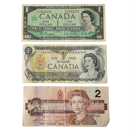 Canadian Queen Elizabeth Paper Money Lot