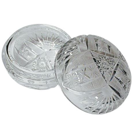 American Brilliant Period Cut Glass Vanity Jar ~ Hobstar Geometric Design