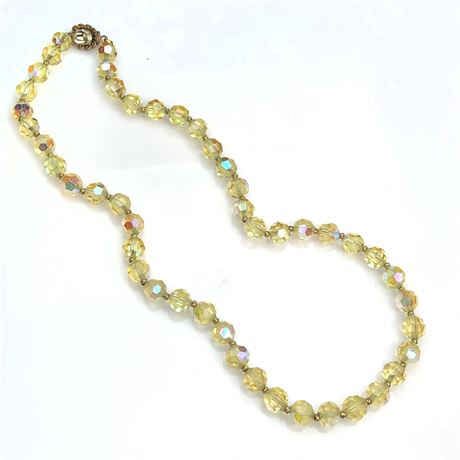 Vintage Yellow Aurora Borealis Beaded Necklace