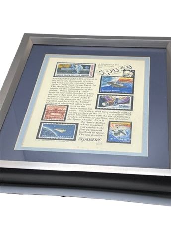 Vintage stamp collection framed picture