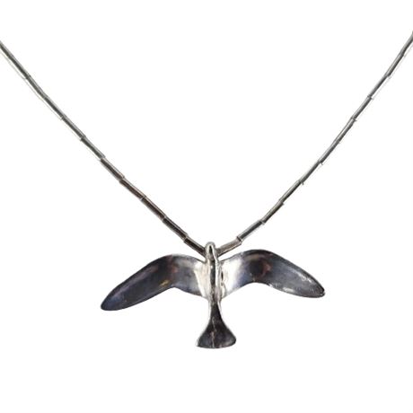 Native American Liquid Silver Bird Necklace