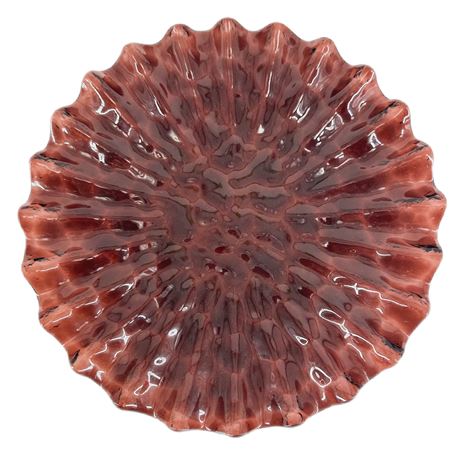 Vintage Amethyst Glass Ruffled Dish