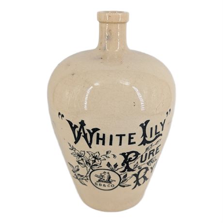 White Lily Pure Rye SB & Co Stoneware Jug