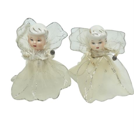 VTG Porcelain Angels, Tie-on Ornaments