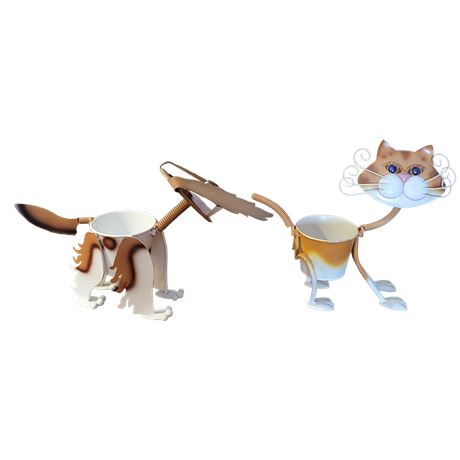 Cute & Quirky Cat & Dog Metal Planters