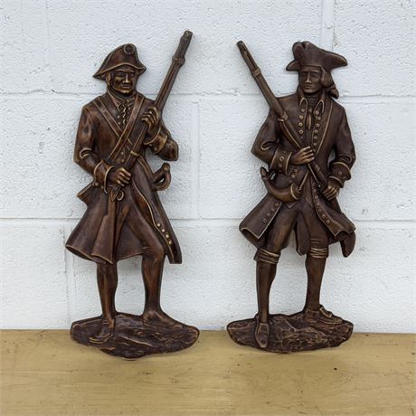 Two (2) Vintage Revolutionary War Soldier Wall Plaques