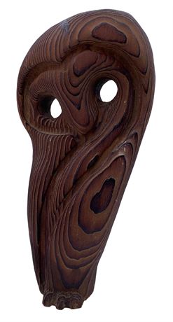 Mid Century Carved Wood Barn Owl Sculpture
