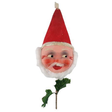 VTG Santa Claus Head on a Stick