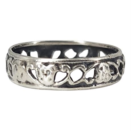 Vintage Sterling Silver Openwork Band Ring, Sz 7