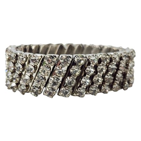 Vintage Prong Set Rhinestone Stretch Bracelet