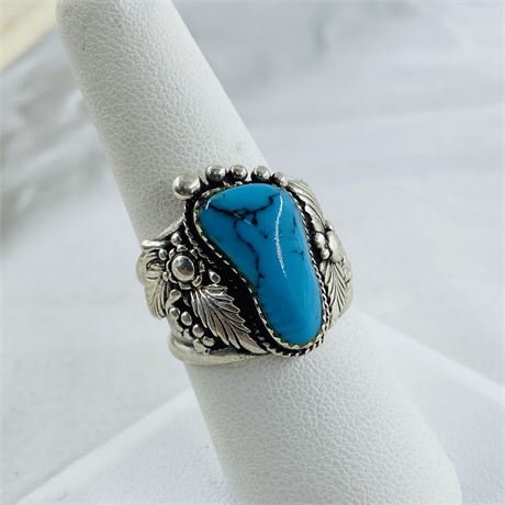 Awesome Vtg 8g Navajo Sterling Ring Size 8.5