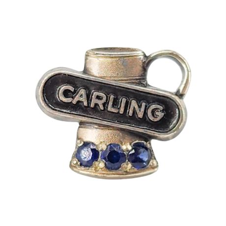 Vintage Sterling Silver Sapphire Carling Brewing Service Award Pin